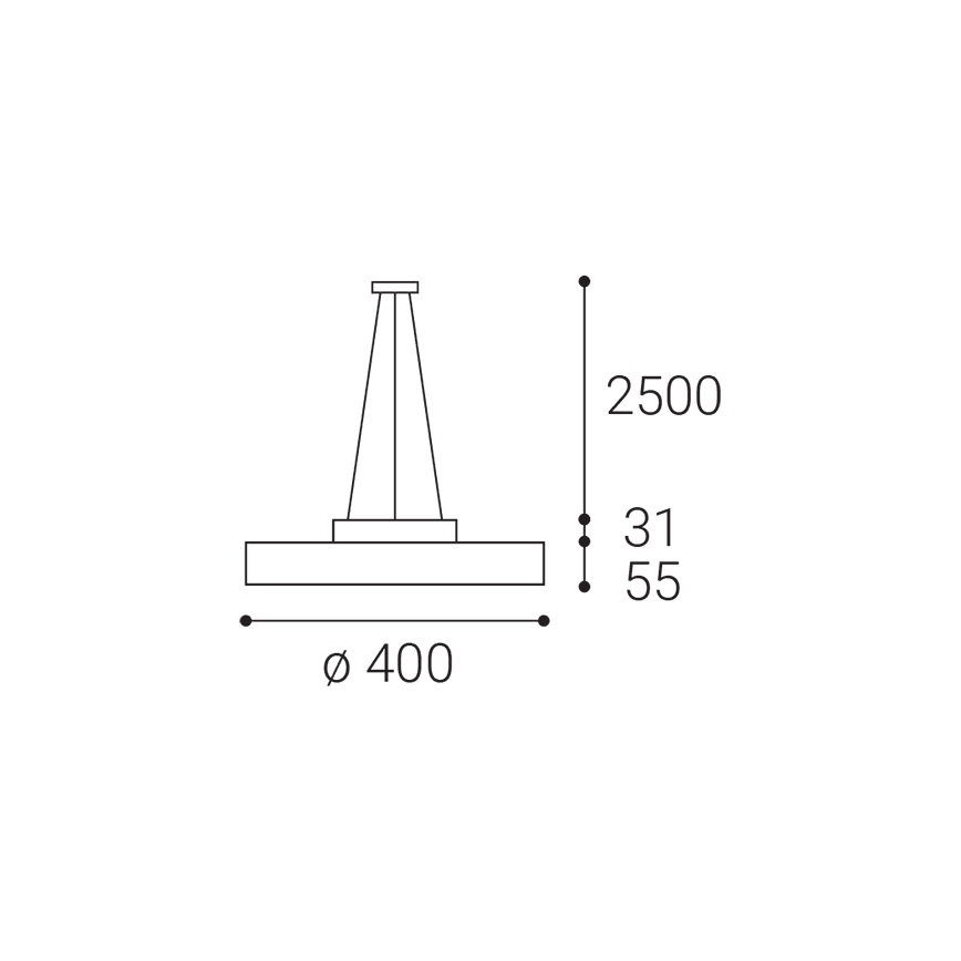 LED2 - LED-kattokruunu johdossa ROTO LED/48W/230V 2700K/3300K/4000K IP40 musta halkaisija 40 cm