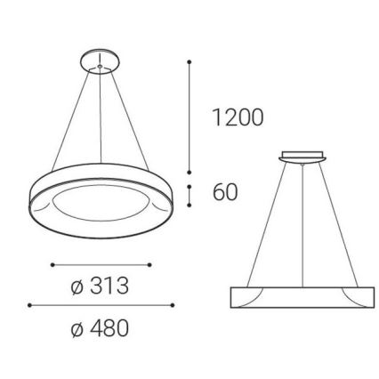 LED2 - LED-kattokruunu narussa BELLA LED / 40W / 230V 3000 / 4000K musta