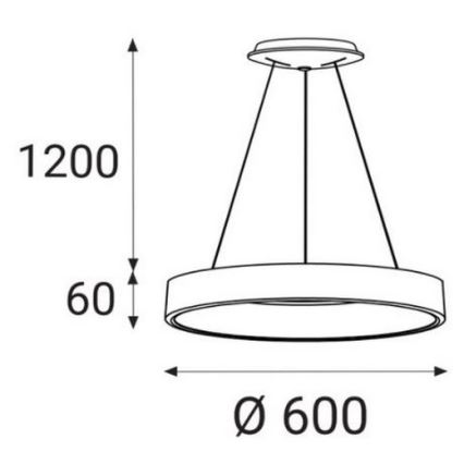 LED2 - LED-kattokruunu narussa BELLA LED / 50W / 230V 3000 / 4000K musta