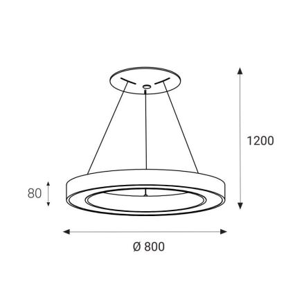 LED2 - LED Riippuvalaisin SATURN LED/80W/230V 3000K d. 80 cm valkoinen