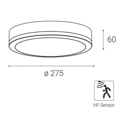 LED2 - LED ulkokattovalaisin anturilla KERY LED/18W/230V IP65 musta