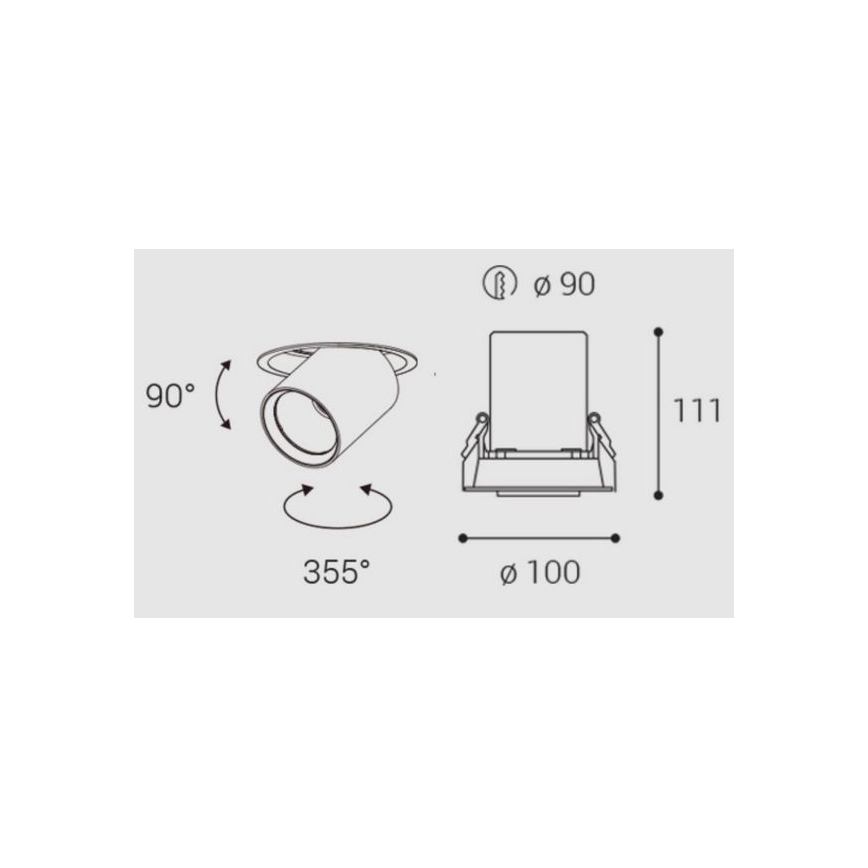 LED2 - LED Upotettu kohdevalo HIDE LED/20W/230V CRI 90 valkoinen