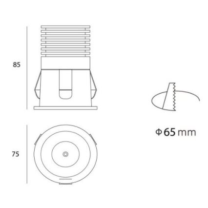LED2 - LED Upotettu spottivalo RAY LED/10W/230V musta IP44