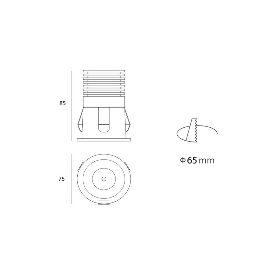 LED2 - LED Upotettu spottivalo RAY LED/10W/230V musta IP44