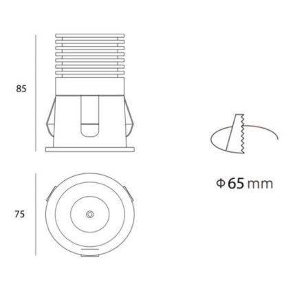 LED2 - LED Upotettu spottivalo RAY LED/10W/230V valkoinen IP44