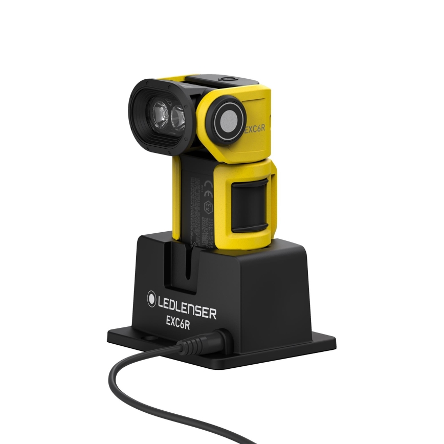 Ledlenser EXC6R - himmennettävä ladattava LED-lyhty lataustelakalla LED/1900 mAh IP68 300 lm 10 h keltainen