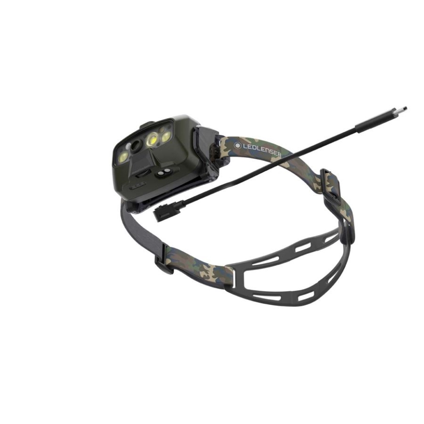 Ledlenser HF8R Core RGB - himmennettävä ladattava LED-otsalamppu, 3700 mAh, IP68, 1600 lm, 90 h, vihreä