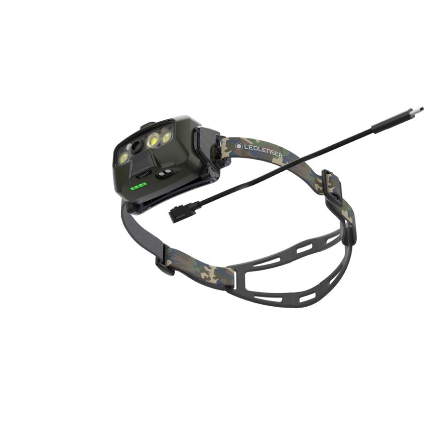Ledlenser HF8R Core RGB - himmennettävä ladattava LED-otsalamppu, 3700 mAh, IP68, 1600 lm, 90 h, vihreä
