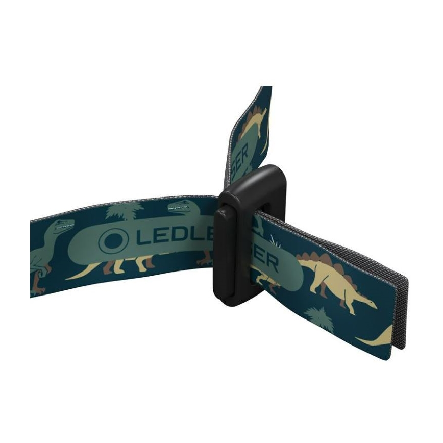 Ledlenser KIDLED4R DINO - himmennettävä ladattava lasten otsalamppu LED/280 mAh IPX4 40 lm 18 h vihreä