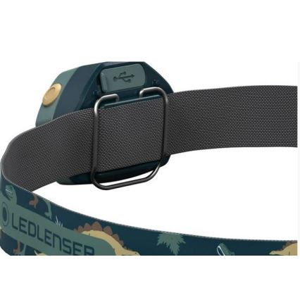 Ledlenser KIDLED4R DINO - himmennettävä ladattava lasten otsalamppu LED/280 mAh IPX4 40 lm 18 h vihreä