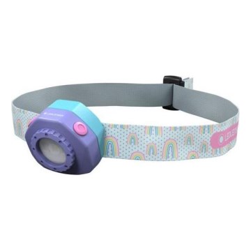 Ledlenser KIDLED4R RAINBOW - LED himmennettävä ladattava lasten otsalamppu LED/280 mAh IPX4 40lm 18 h violetti