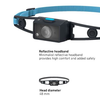 Ledlenser NEO1R - himmennettävä ladattava LED-otsalamppu 730 mAh IP67 250 lm 15 h sininen