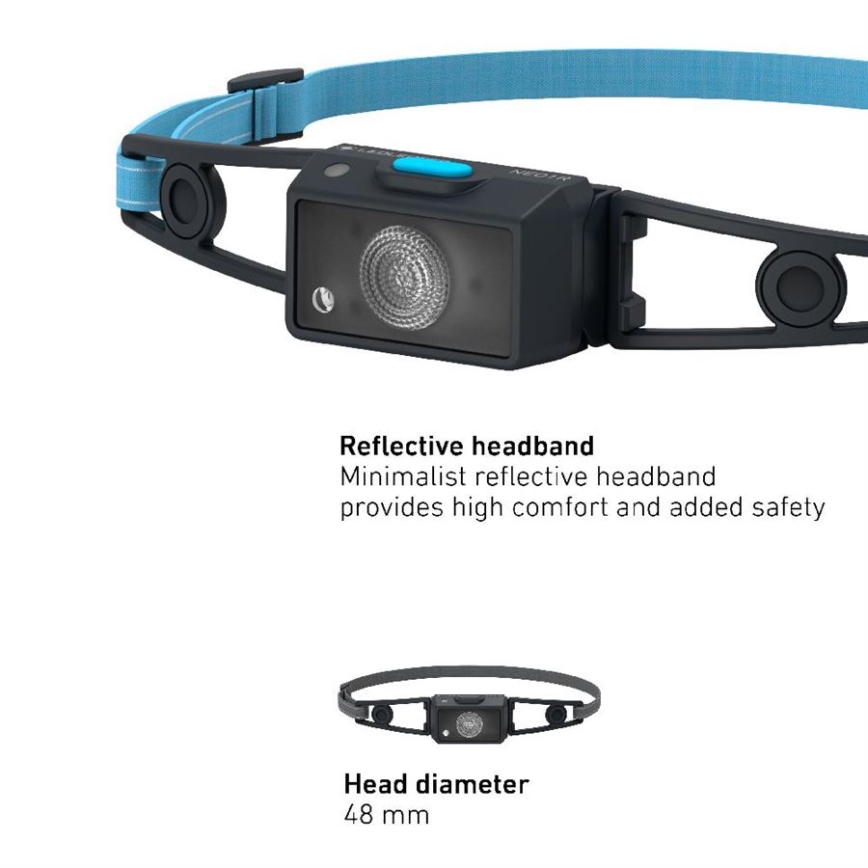 Ledlenser NEO1R - himmennettävä ladattava LED-otsalamppu 730 mAh IP67 250 lm 15 h sininen
