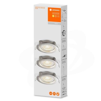 Ledvance - 3 kpl himennettäviä uppoasennettavia LED-alasvaloja SIMPLE LED/4,9W/230V