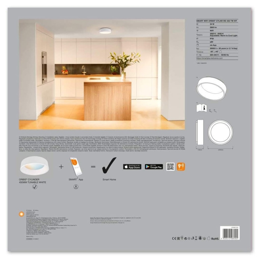 Ledvance - LED Himmennysvalo SMART+ CYLINDER LED/24W/230V 3000K-6500K Wi-Fi