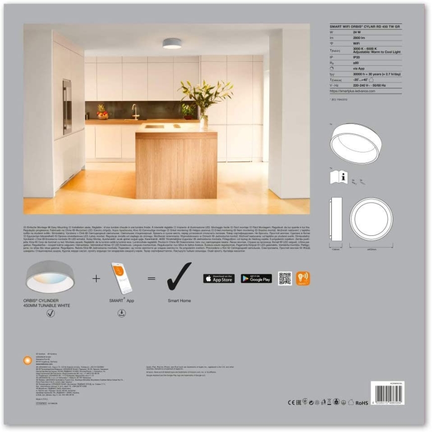 Ledvance - LED Himmennysvalo SMART+ CYLINDER LED/24W/230V 3000K-6500K Wi-Fi