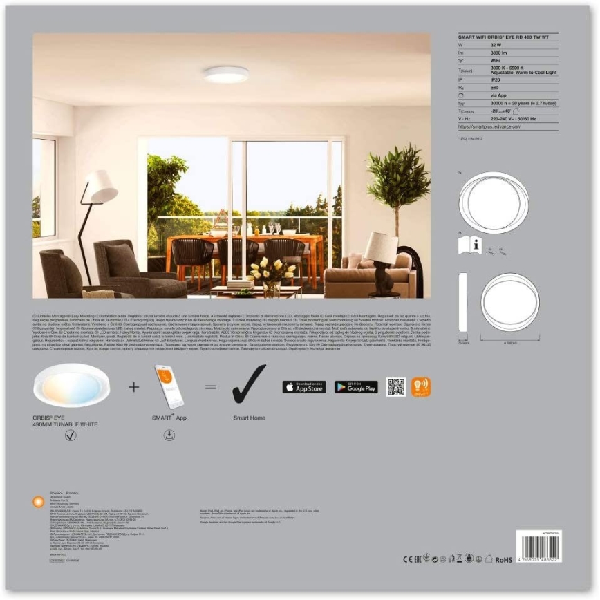 Ledvance - LED Himmennysvalo SMART+ EYE LED/32W/230V 3000K-6500K Wi-Fi