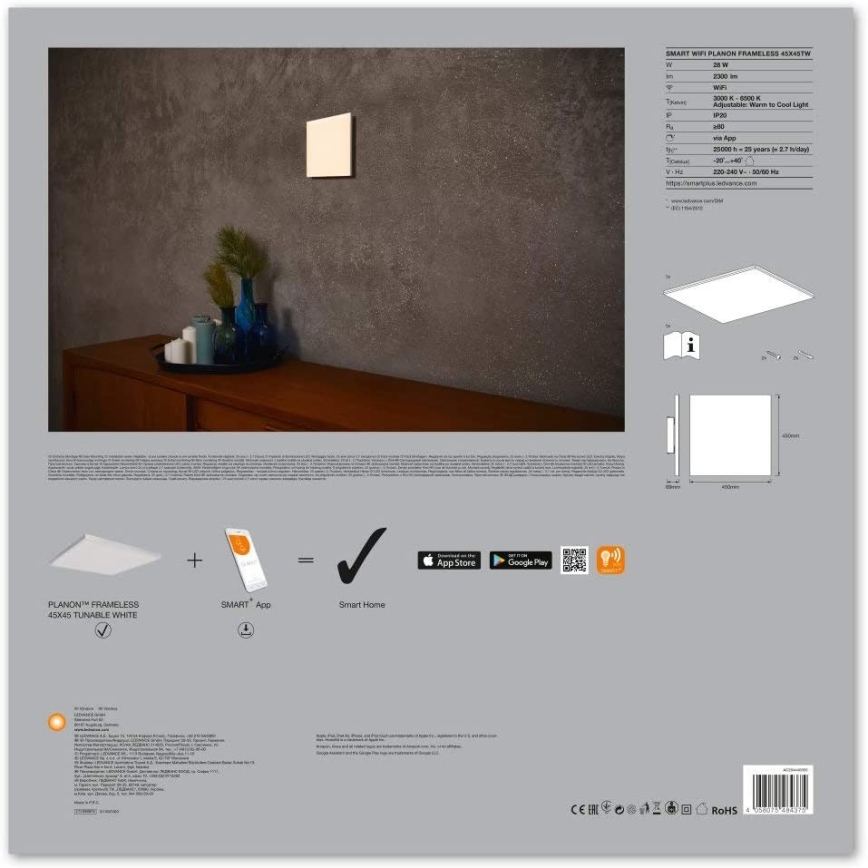 Ledvance - LED Himmennysvalo SMART+ FRAMELESS LED/28W/230V 3000K-6500K Wi-Fi