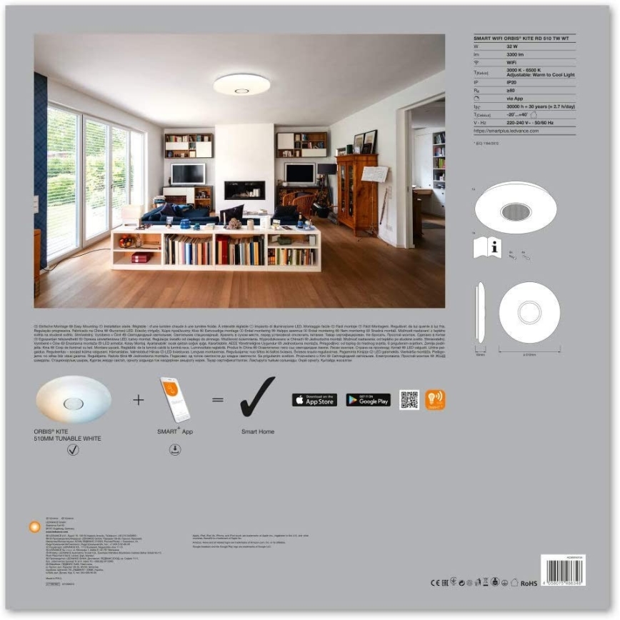 Ledvance - LED Himmennysvalo SMART+ KITE LED/32W/230V 3000K-6500K Wi-Fi