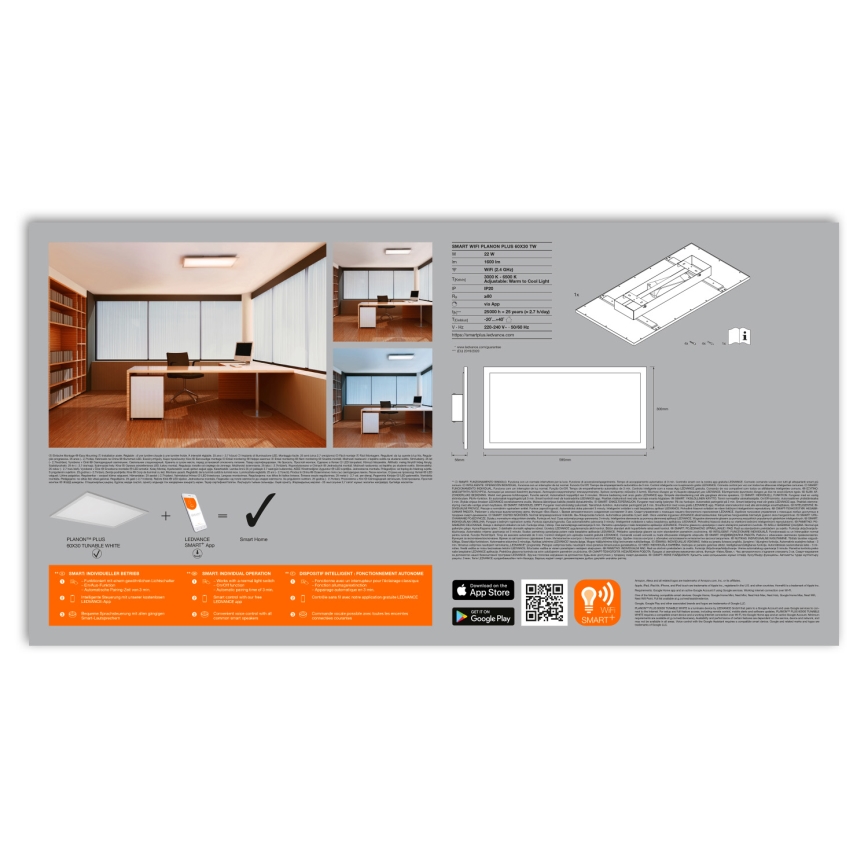 Ledvance - Himmennettävä LED-kattovalaisin SMART+ PLANON LED/22W/230V Wi-Fi