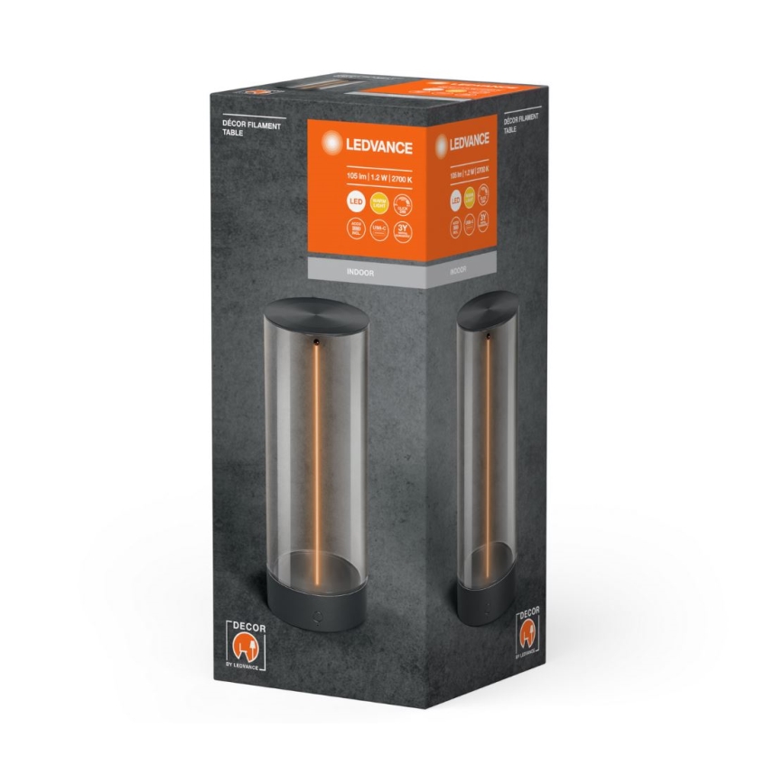 Ledvance - Himmennettävä LED-kosketuspöytävalaisin DECOR FILAMENT LED/1,2W/5V 1000 mAh