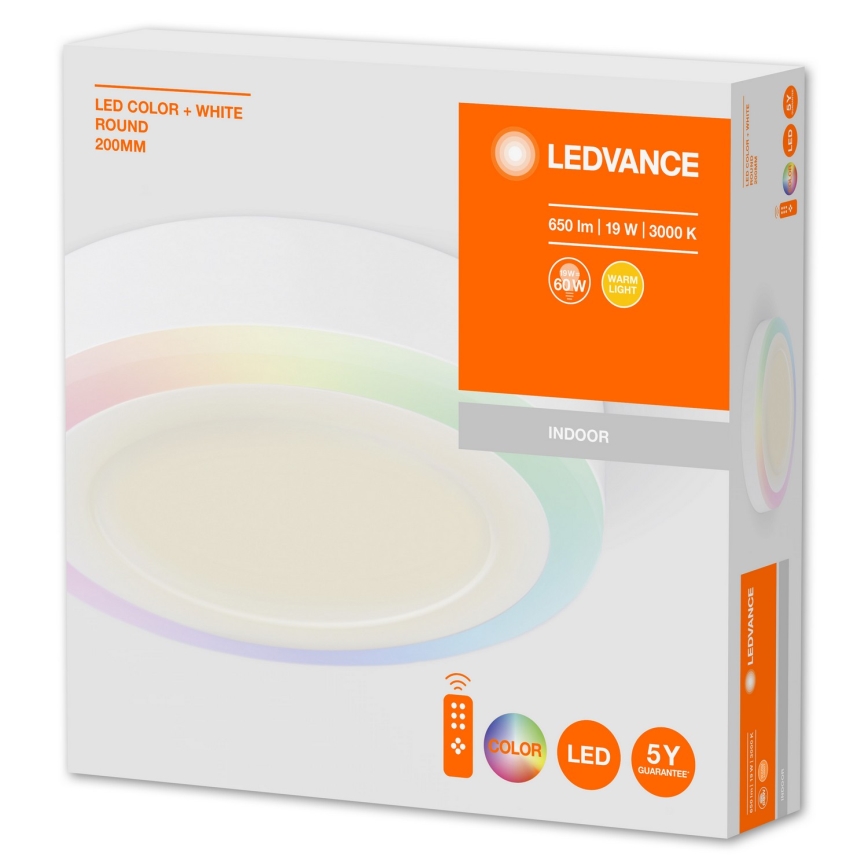 Ledvance - Himmennettävä LED-RGB-kattovalaisin LED/19W/230V + Kauko-ohjaus