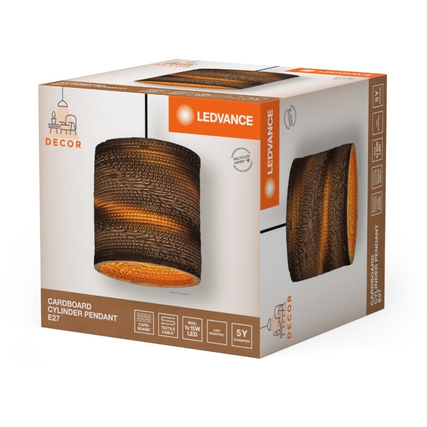 Ledvance - Kattokruunu johdossa DECOR CARDBOARD 1xE27/15W/230V halkaisija 25 cm