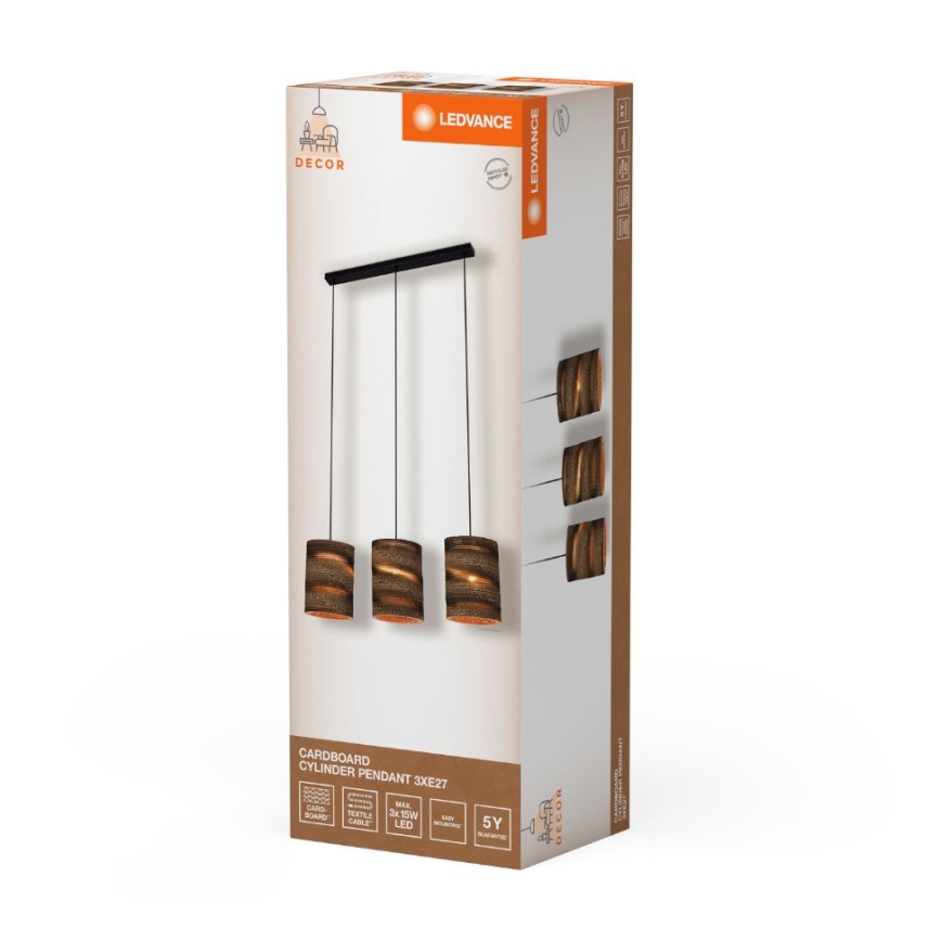 Ledvance - Kattokruunu johdossa DECOR CARDBOARD 3xE27/15W/230V