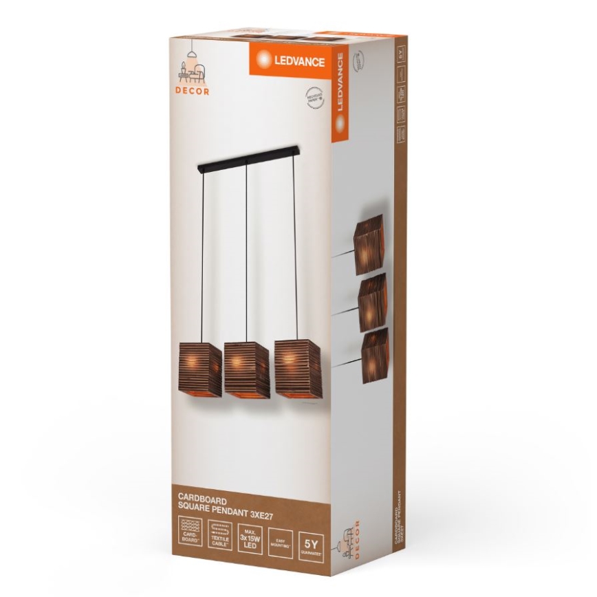 Ledvance - Kattokruunu johdossa DECOR CARDBOARD 3xE27/15W/230V