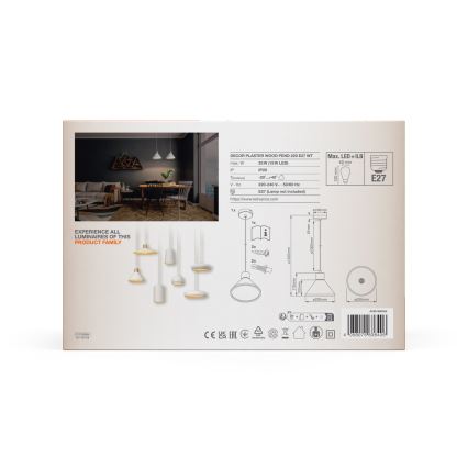 Ledvance - Kattokruunu johdossa DECOR PLASTER 1xE27/25W/230V halkaisija 22 cm muovit valkoinen