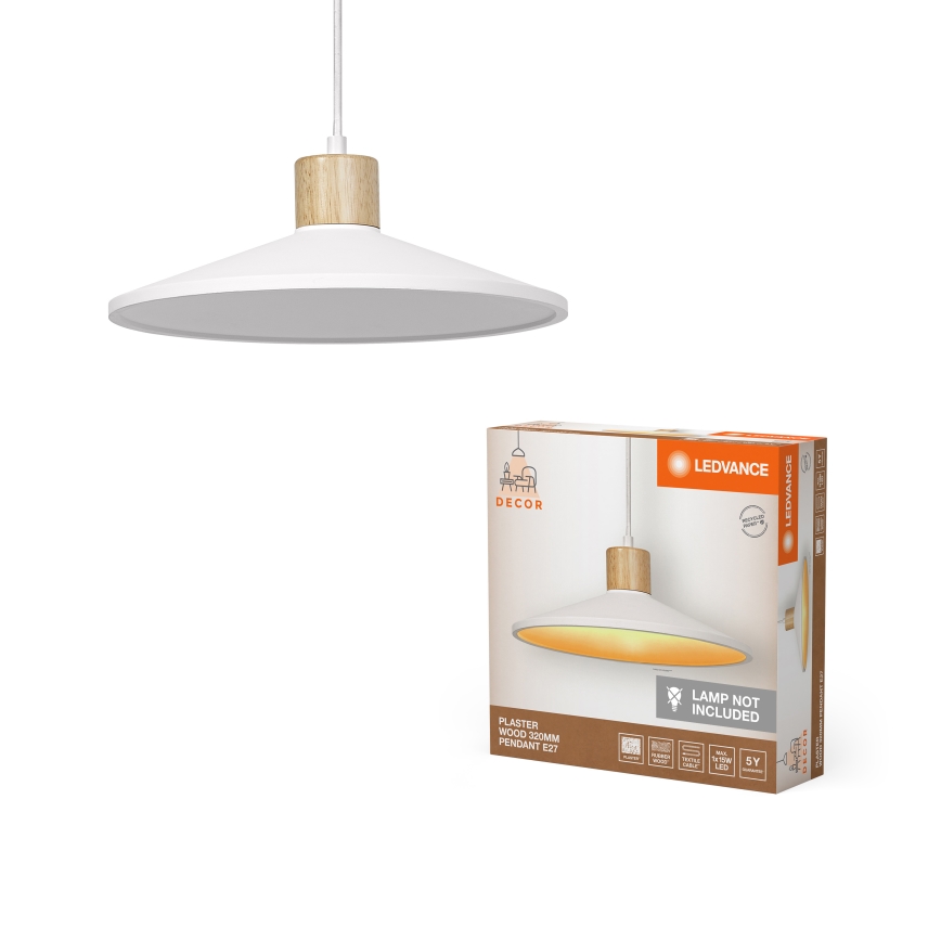 Ledvance - Kattokruunu johdossa DECOR PLASTER 1xE27/25W/230V halkaisija 32 cm muovit valkoinen