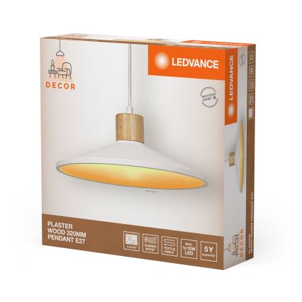 Ledvance - Kattokruunu johdossa DECOR PLASTER 1xE27/25W/230V halkaisija 32 cm muovit valkoinen