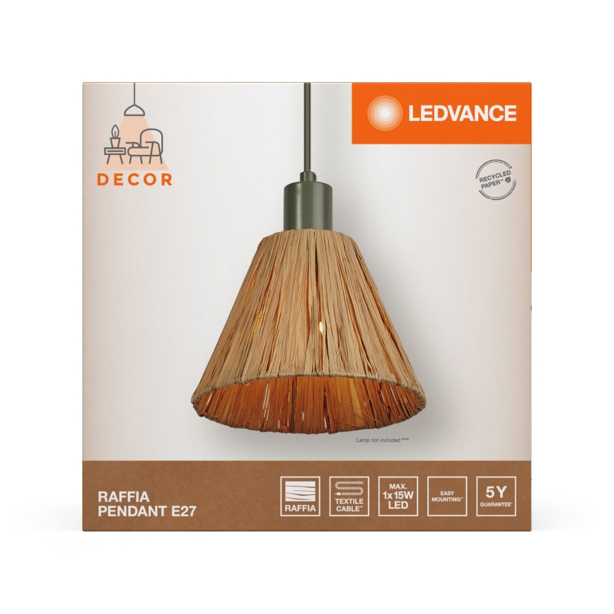 Ledvance - Kattokruunu johdossa DECOR RAFFIA 1xE27/15W/230V