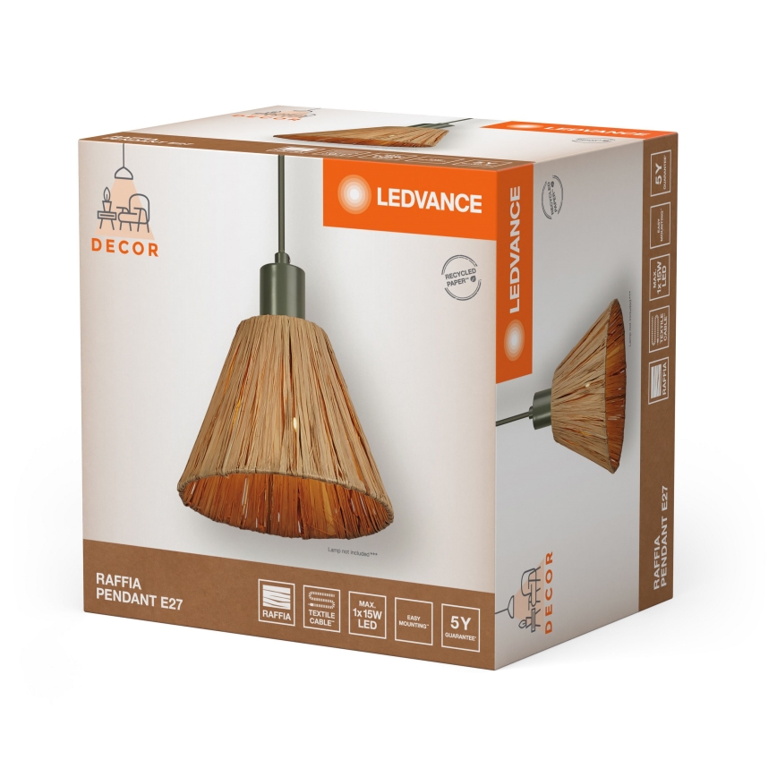 Ledvance - Kattokruunu johdossa DECOR RAFFIA 1xE27/15W/230V