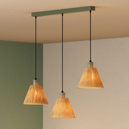 Ledvance - Kattokruunu johdossa DECOR RAFFIA 3xE27/15W/230V juuttinaru