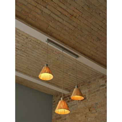 Ledvance - Kattokruunu johdossa DECOR RAFFIA 3xE27/15W/230V juuttinaru
