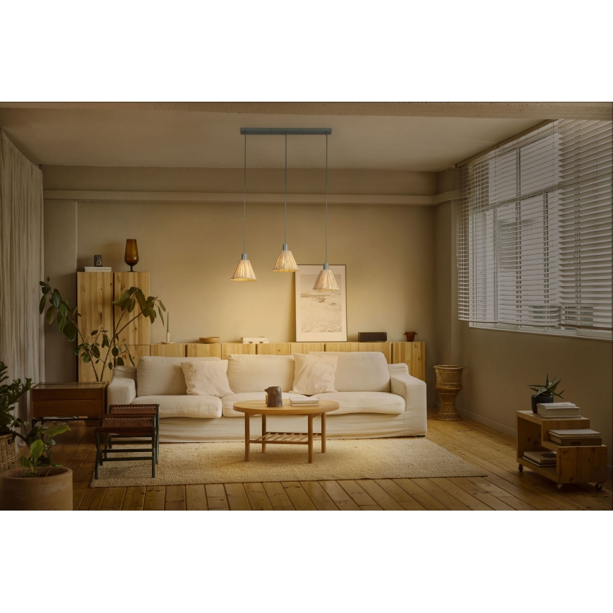 Ledvance - Kattokruunu johdossa DECOR RAFFIA 3xE27/15W/230V juuttinaru