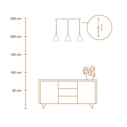 Ledvance - Kattokruunu johdossa DECOR RAFFIA 3xE27/15W/230V juuttinaru