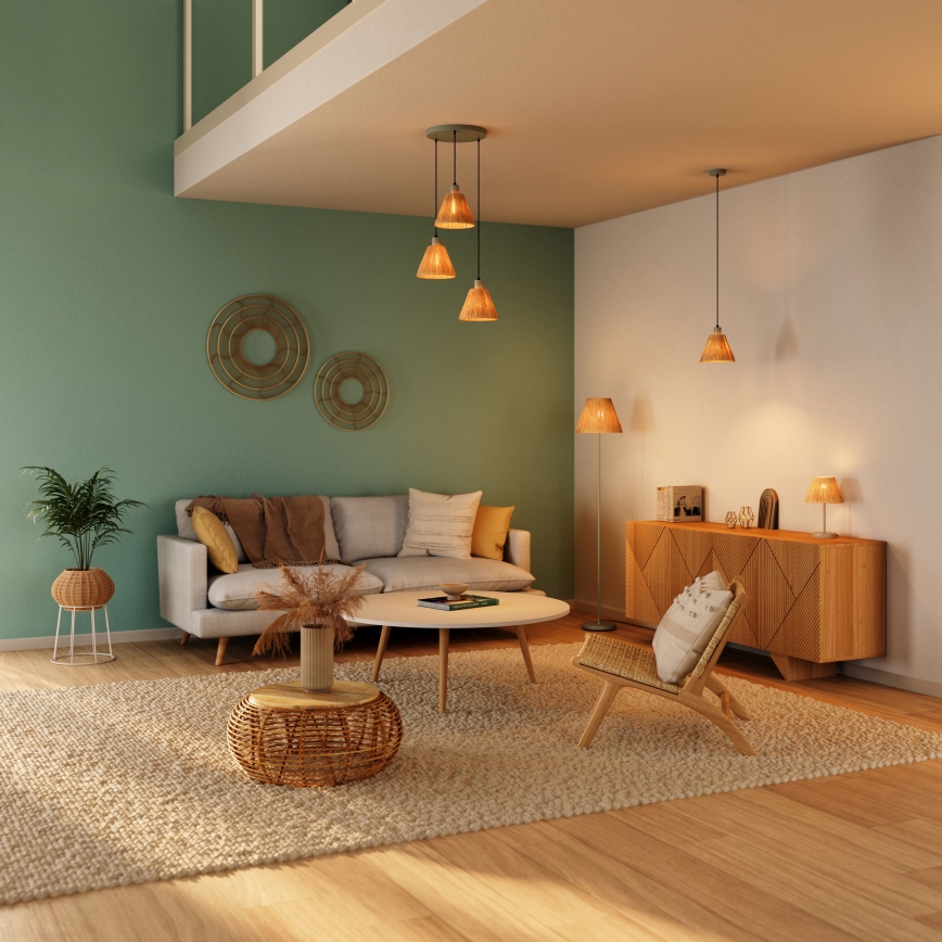 Ledvance - Kattokruunu johdossa DECOR RAFFIA 3xE27/15W/230V juuttinaru