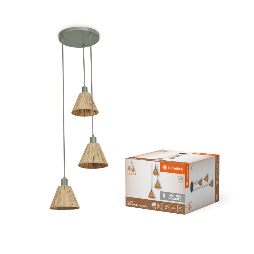 Ledvance - Kattokruunu johdossa DECOR RAFFIA 3xE27/15W/230V juuttinaru