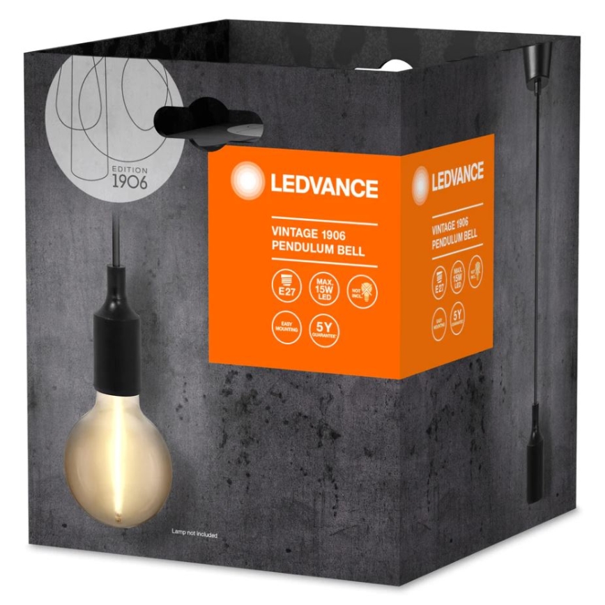 Ledvance - Kattokruunu johdossa PENDULUM BELL 1xE27/15W/230V musta