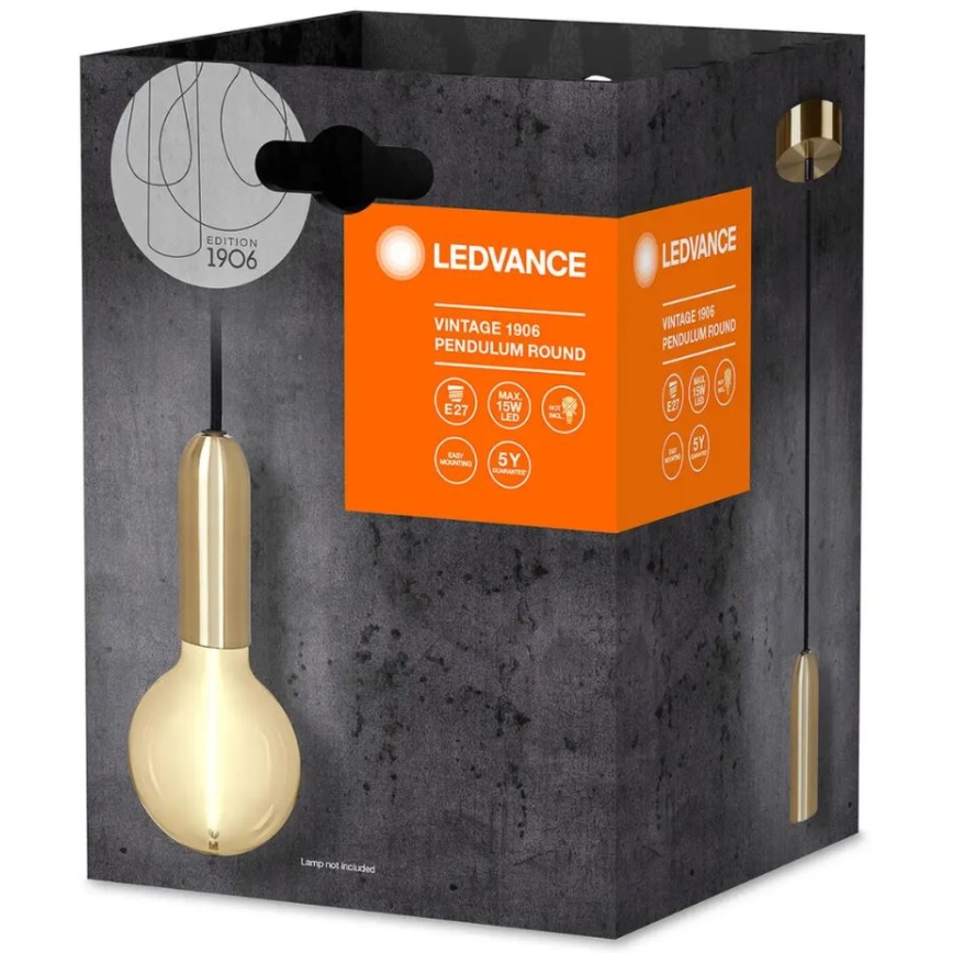 Ledvance - Kattokruunu johdossa PENDULUM ROUND 1xE27/15W/230V kulta