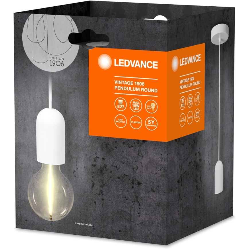 Ledvance - Kattokruunu johdossa PENDULUM ROUND 1xE27/15W/230V valkoinen