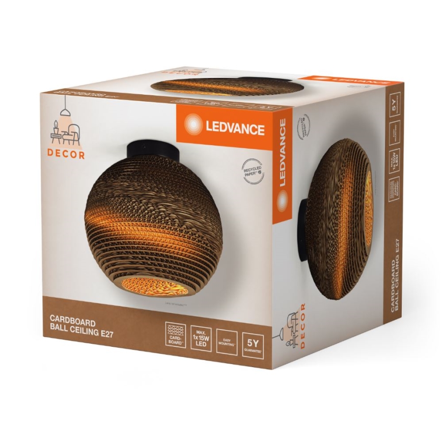 Ledvance - Kattovalo DECOR CARDBOARD 1xE27/15W/230V halkaisija 26 cm