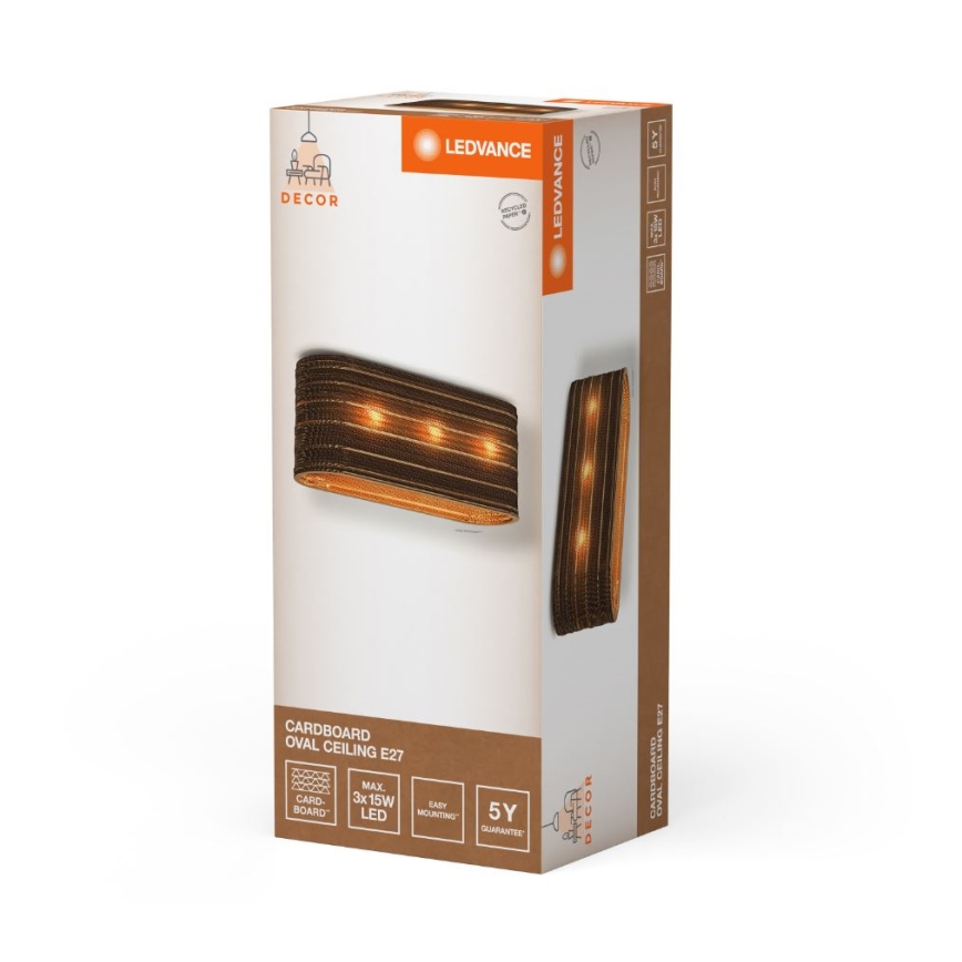 Ledvance - Kattovalo DECOR CARDBOARD 3xE27/15W/230V
