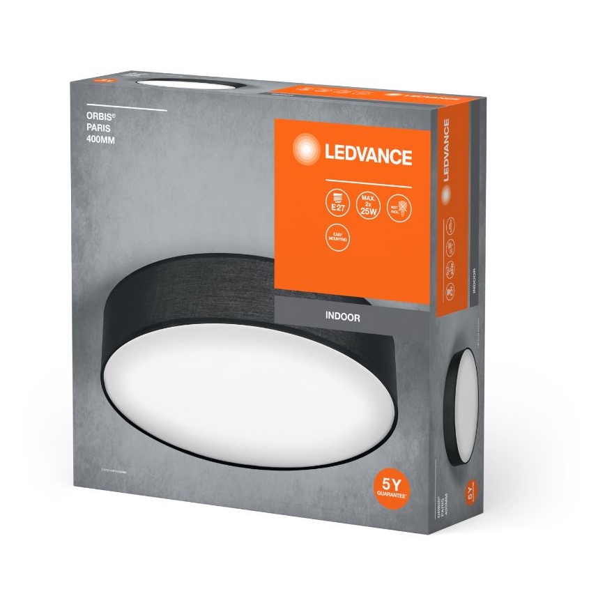 Ledvance - Kattovalo ORBIS PARIISI 2xE27/25W/230V musta