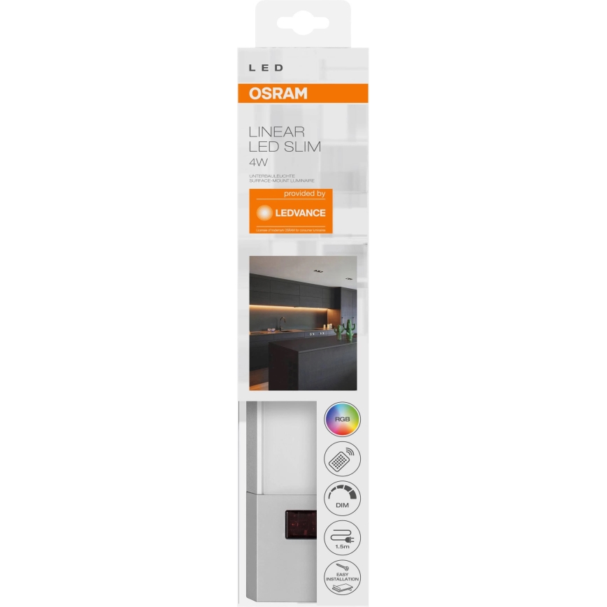 Ledvance - Keittiökaappien alla oleva himmennettävä LED-RGB-valo SLIM LED/4W/230V + kauko-ohjaus