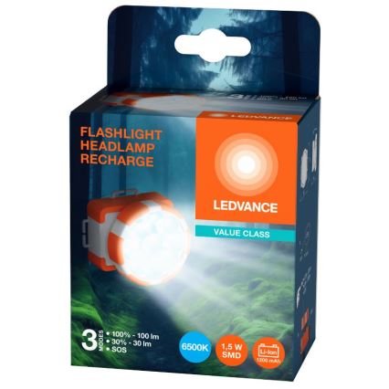 Ledvance - Ladattava LED-ajovalaisin FLASHLIGHT LED/1,5W/5V 1200 mAh