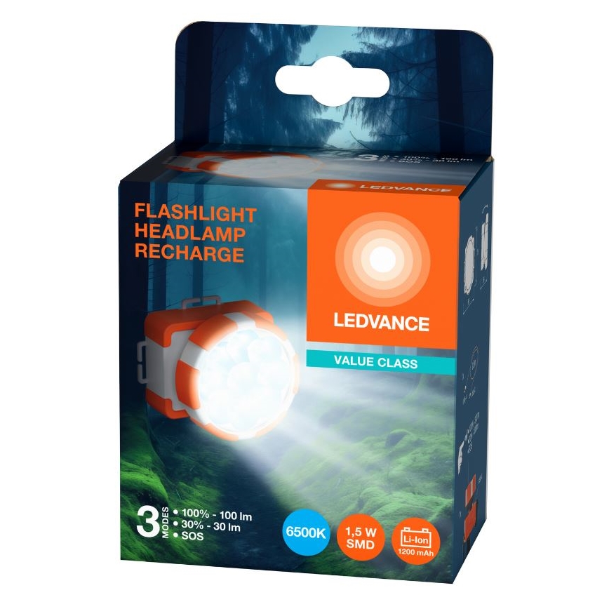 Ledvance - Ladattava LED-ajovalaisin FLASHLIGHT LED/1,5W/5V 1200 mAh