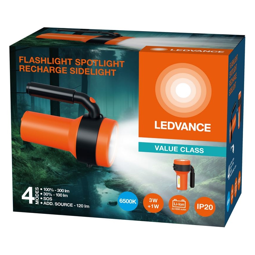 Ledvance - Ladattava LED-taskulamppu virtapankki FLASHLIGHT LED/3W/5V 2400 mAh